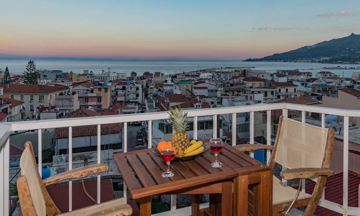 Zakynthos Town Apartment | 'Eolia Apartment' - Sea & City View Central Apt