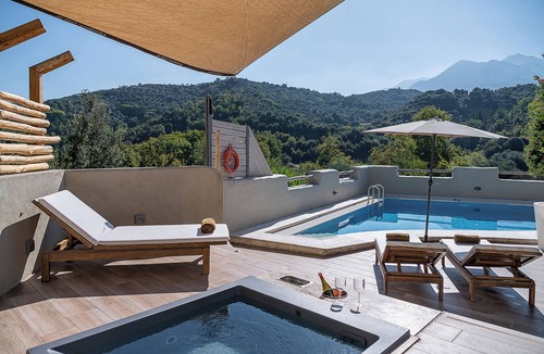 Katochori Villa | Private Luxury villa in Chania-Pool, Hot Tub, BBQ,Playground,whiteMountain Views