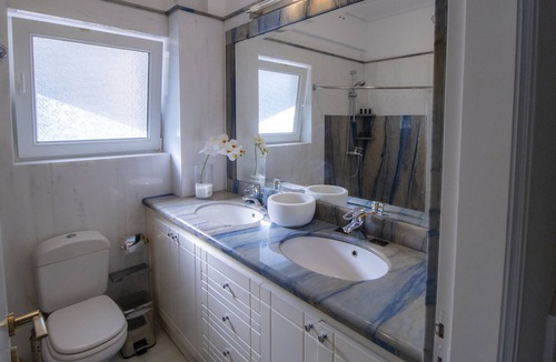 Nea Makri Villa | Villa 'Green Marble Livisi Pool Residence' with Mountain View, Wi-Fi and Air Conditioning