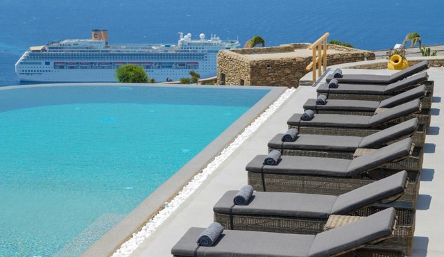 Aether Mykonos 5BR Villa with Serene Port & Town Views