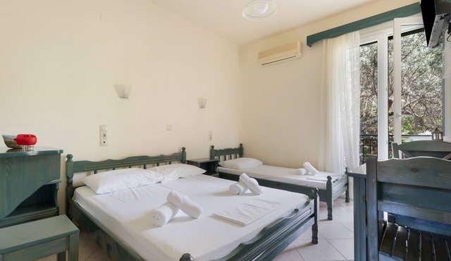 Odysseia Apartment 1 - 2 Min Walk to Beach, 4 Adults, Terrace, Wi-Fi & AC