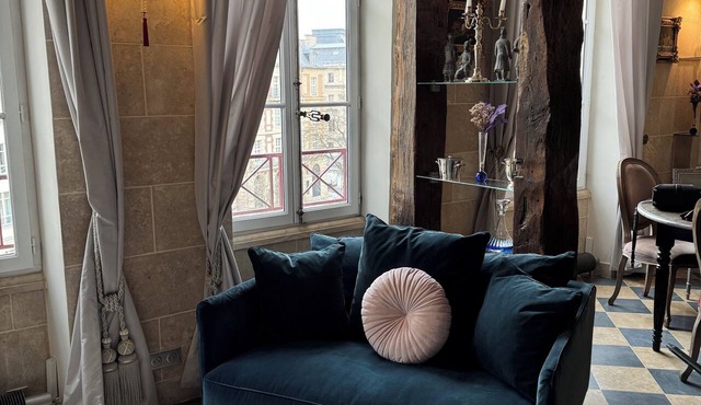 PLACE DAUPHINE, 17th Century, next Notre Dame, Exceptional Duplex, 2BR, 2,B, AC in Paris
