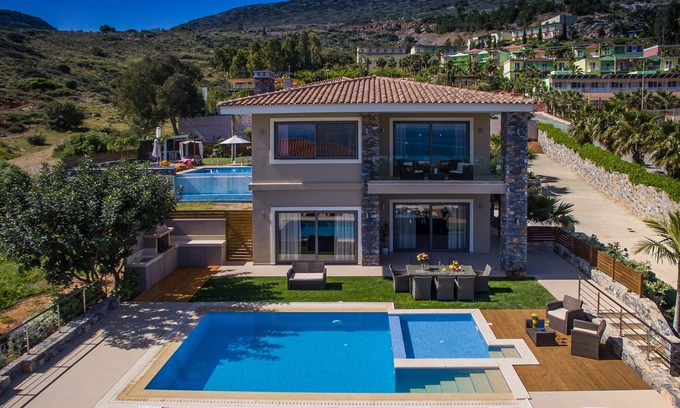 Koutouloufari Villa | Villa Hersonissos with sea view, private heatable pool, near sandy beach